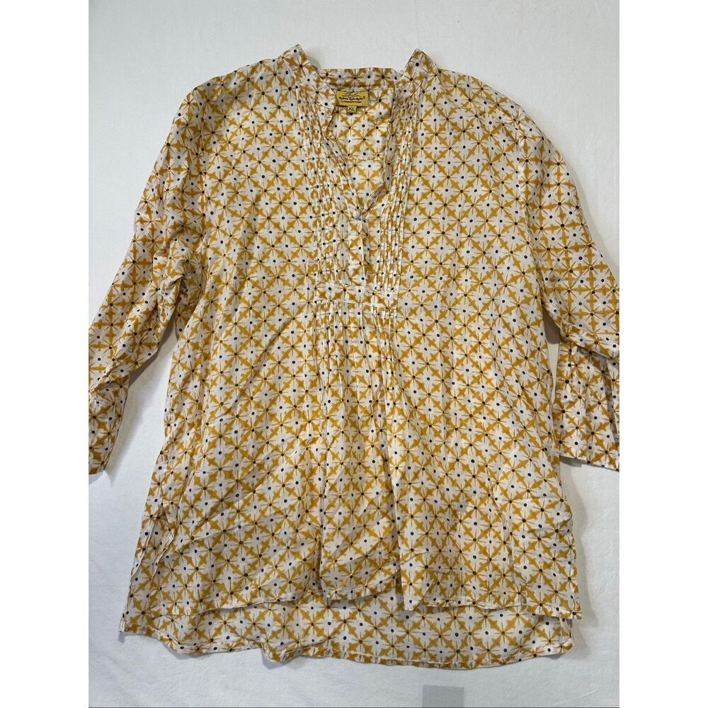 Roberta Roller Rabbit Geometrical Mustard & Cream lightweight tunic coverup, siz